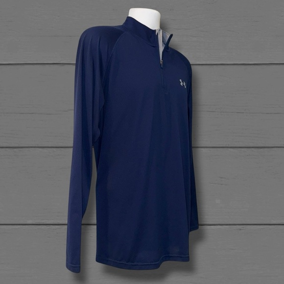 Under Armour Men’s Large 1/4 Zip Pullover Long Sleeve Shirt Blue Training Top - Picture 4 of 11